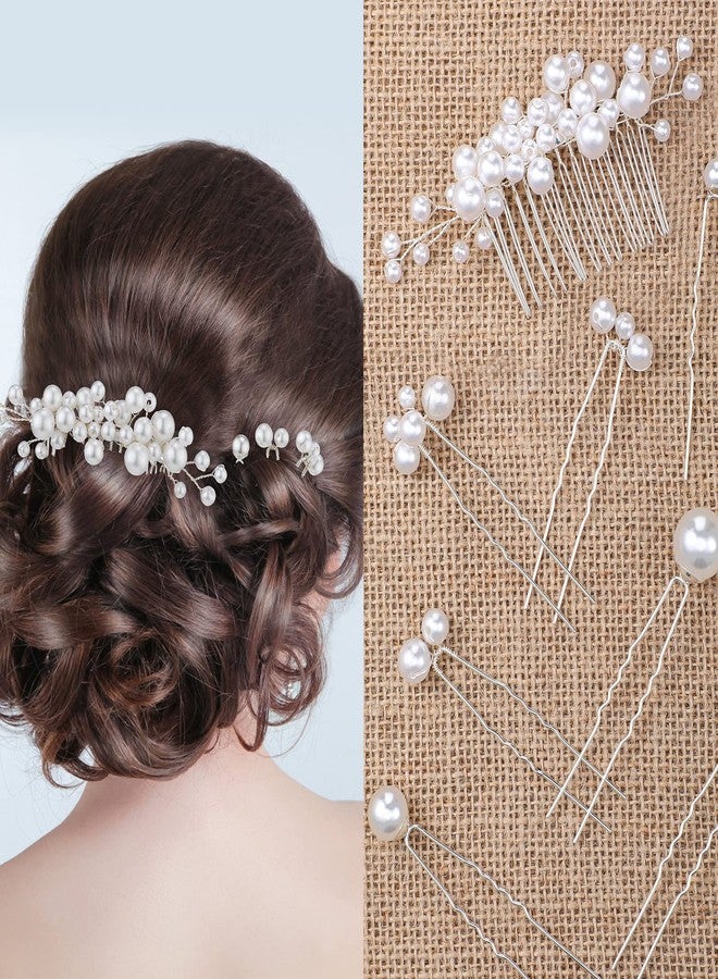 Geosar 9 Pcs Wedding Hair Accessories Pearl Hair Pins Women Vintage Hairs Piece Bridal Accessories for Bride Bridesmaids(Silver,Elegant Style) - Image 1